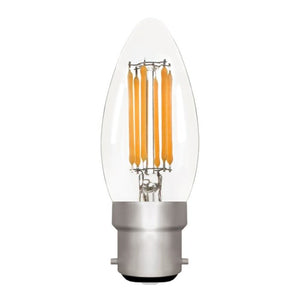 Zico LED Filament Lamp, B22, 6W, 2700K, C35 Candle, Clear, Dimmable