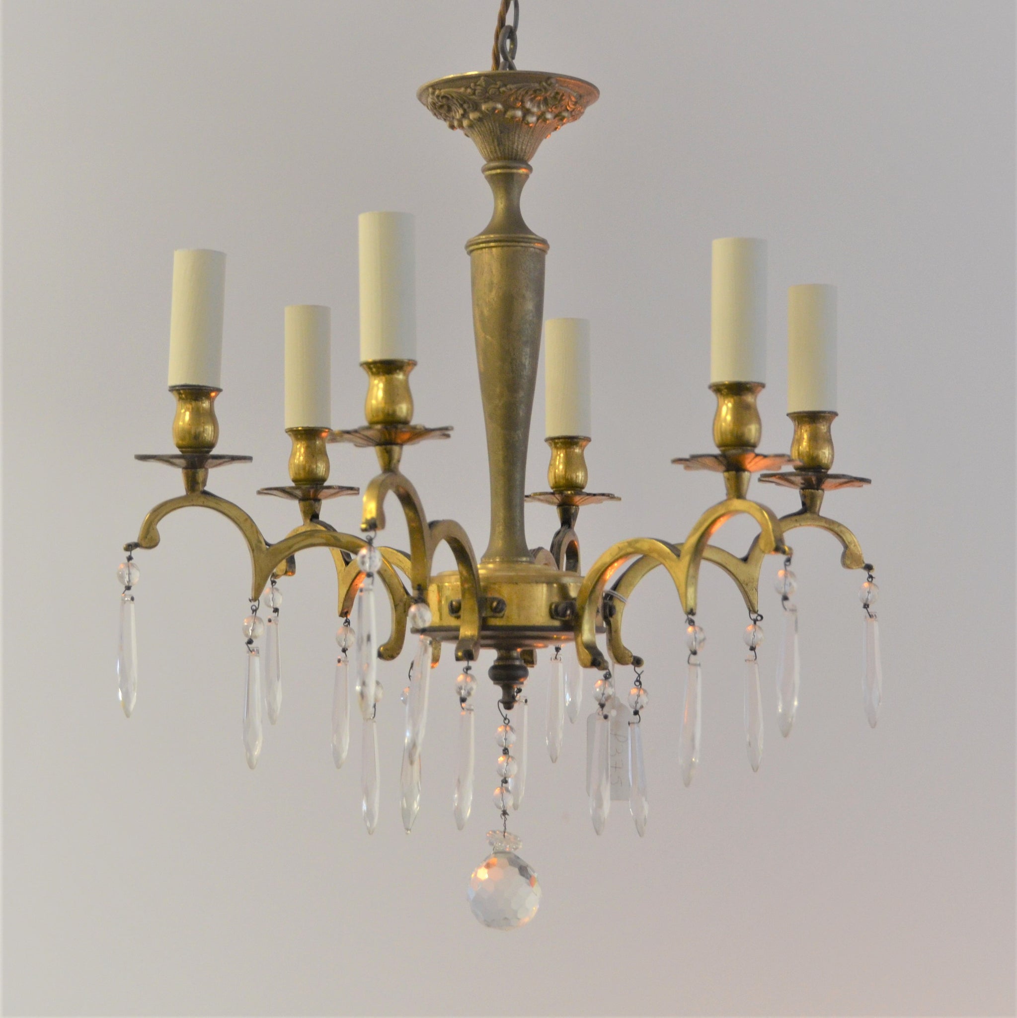 6 Arm Brass Chandelier With Drops – Light Fixation