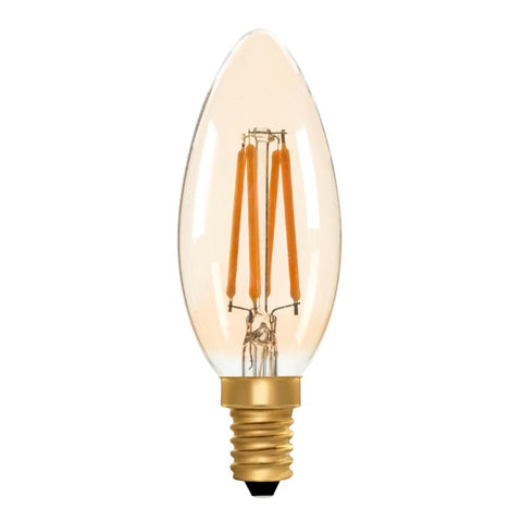Zico LED Filament Lamp, E14, 4W, 2200K, C35 Candle, Amber, Dimmable