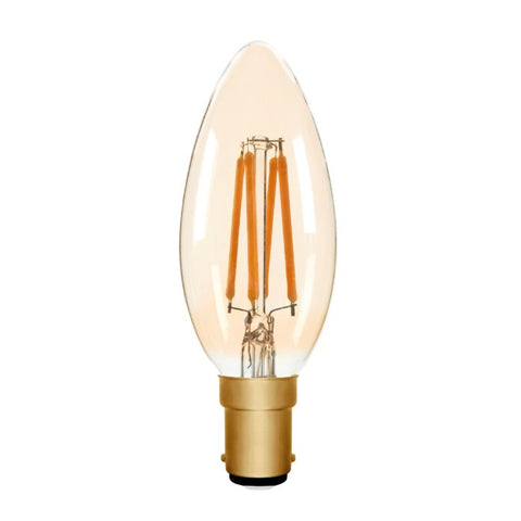 Zico LED Filament Lamp, B15, 4W, 2200K, C35 Candle, Amber, Dimmable