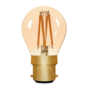 Zico LED Filament Lamp, B22, 4W, 2200K, G45 Golfball, Amber, Dimmable