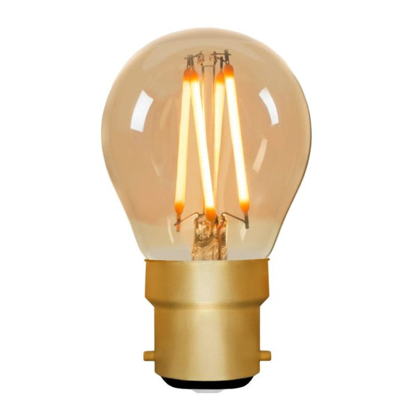 Zico LED Filament Lamp, B22, 4W, 2200K, G45 Golfball, Amber, Dimmable