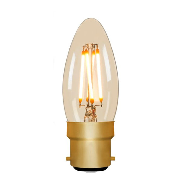 Zico LED Filament Lamp, B22, 4W, 2200K, C35 Candle, Amber, Dimmable