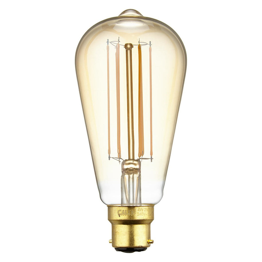 Calex LED Filament Lamp, B22, 4W, 2100K, ST64 Squirrel Cage, Gold 