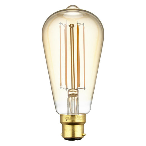 Calex LED Filament Lamp, B22, 4W, 2100K, ST64 Squirrel Cage, Gold, Dimmable