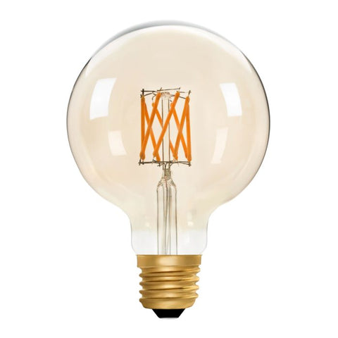 Zico LED Filament Lamp, E27, 6W, 2200K, G95 Globe, Amber, Dimmable