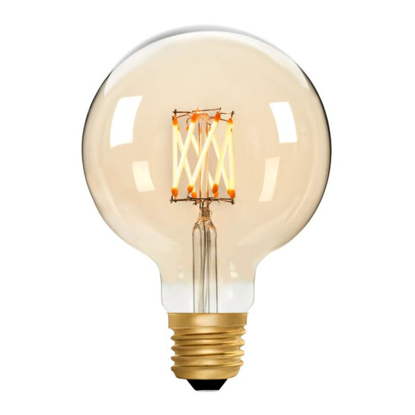 Zico LED Filament Lamp, E27, 6W, 2200K, G95 Globe, Amber, Dimmable