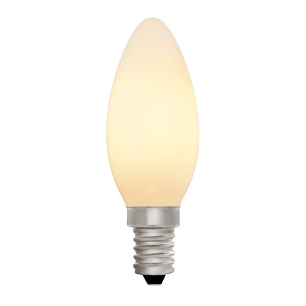 Zico LED Filament Lamp, E14, 4W, 2700K, C35 Candle, Opal, Dimmable